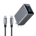 Anker Prime Charger (100W, 3 Ports, GaN) and Anker Prime USB-C to USB-C Cable (240W, Upcycled-Braided)