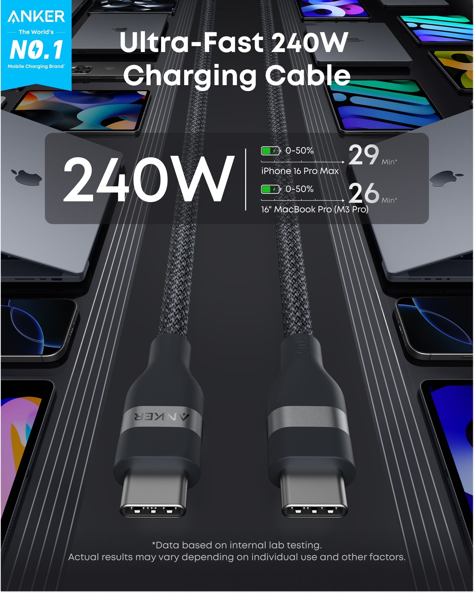 Anker Nano Charger (45W, Smart Display, 180° Foldable)