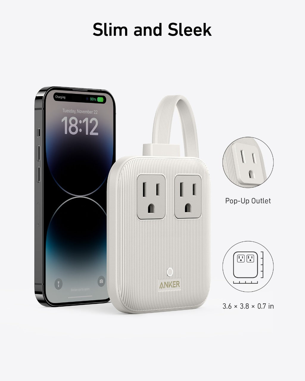 Anker slim pop-up outlet with phone for compact charging