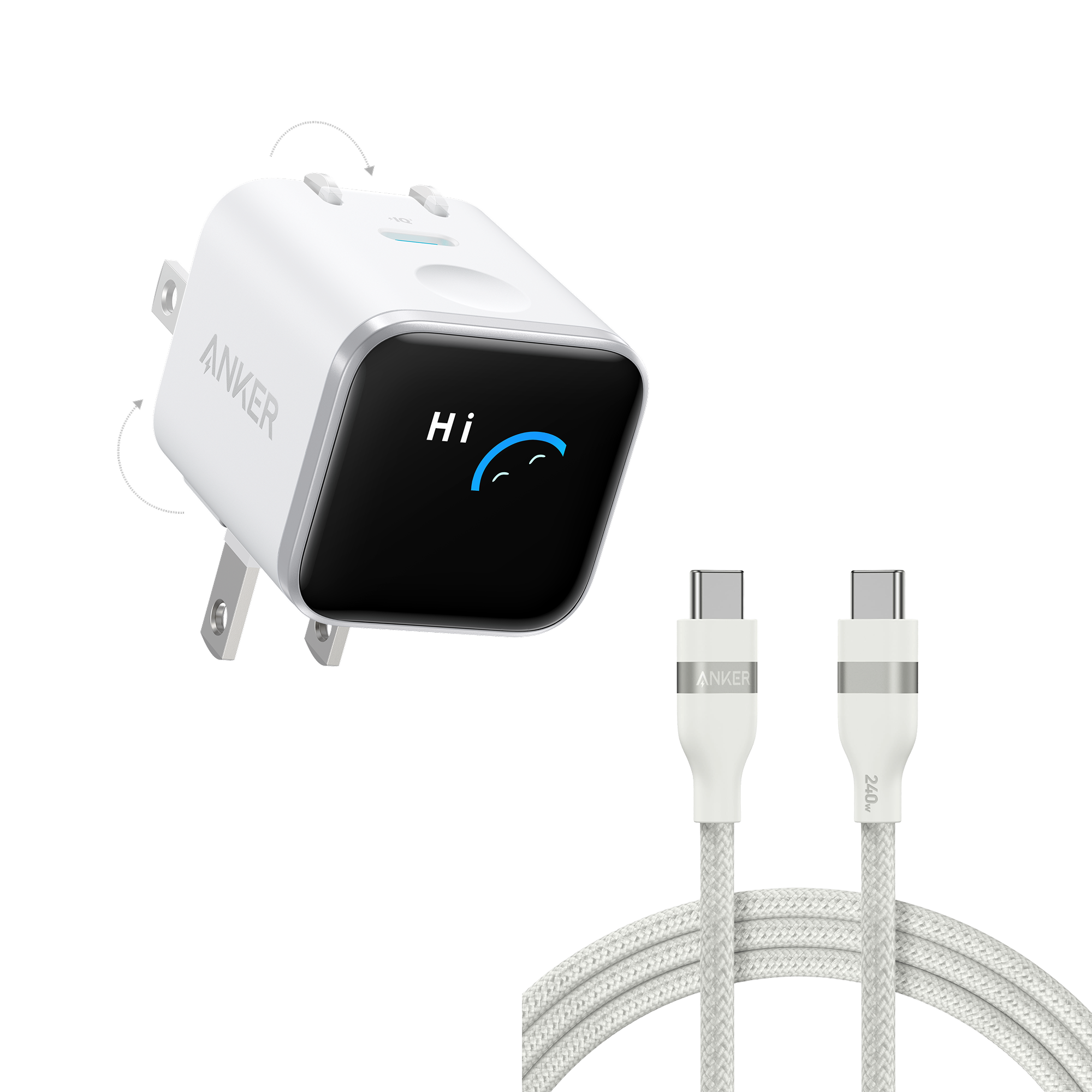 Anker Nano Charger (45W, Smart Display, 180° Foldable)